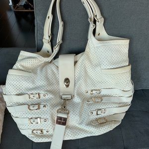 Jimmy Choo Bree White Napa Leather Hobo Bag